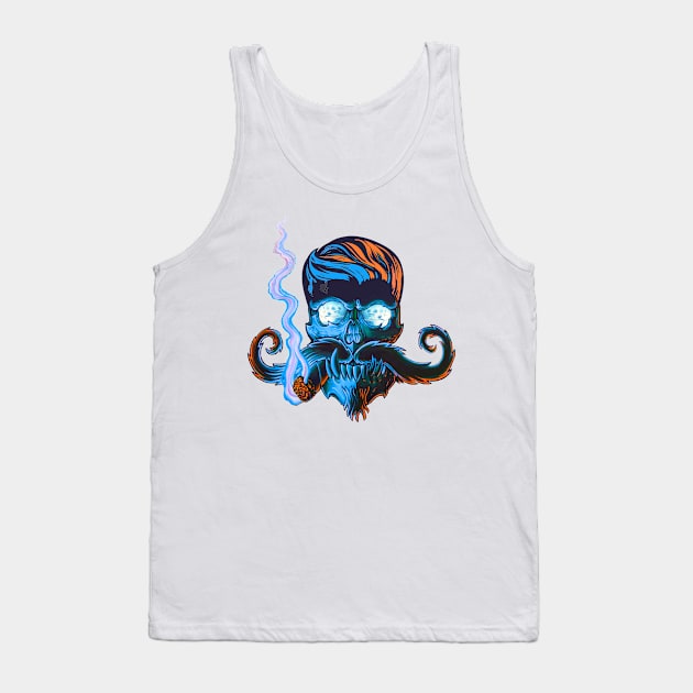 Mustache skull Tank Top by Shenron